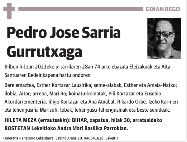 Pedro Jose Sarria Gurrutxaga