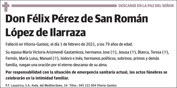 Félix Pérez de San Román López de Ilarraza