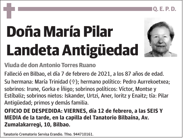 María Pilar Landeta Antigüedad