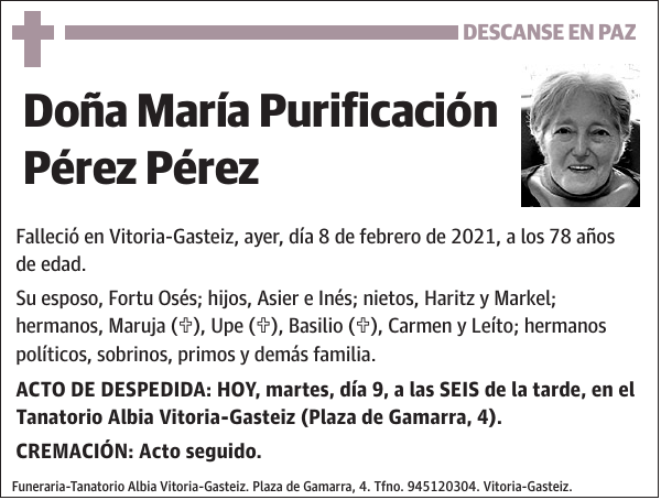 María Purificación Pérez Pérez