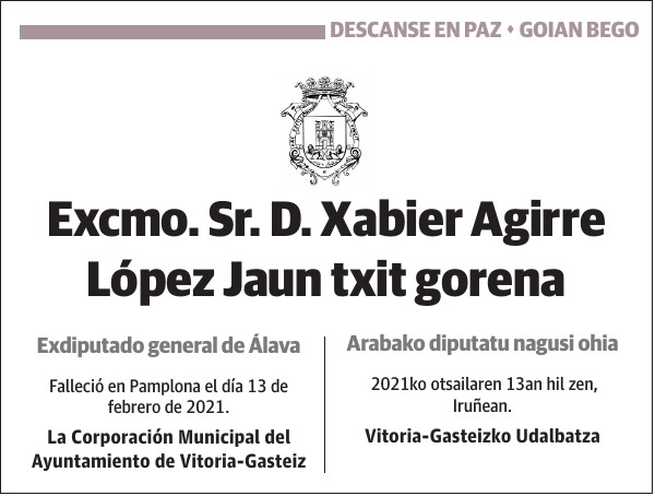 Xabier Agirre López Jaun txit gorena