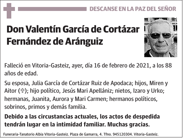 Valentín García de Cortázar Fernández de Aránguiz