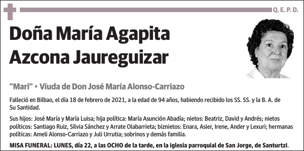 María Agapita Azcona Jaureguizar