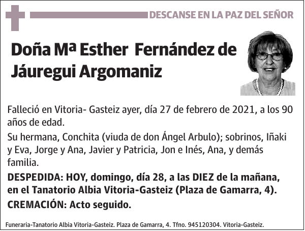 Mª Esther Fernández de Jáuregui Argomaniz