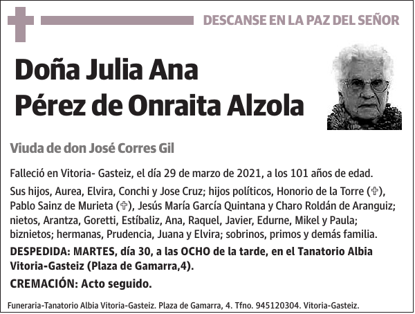 Julia Ana Pérez de Onraita Alzola