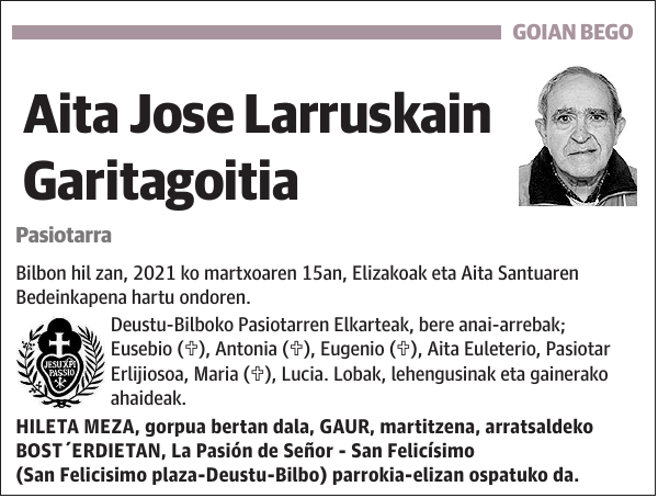 Aita Jose Larruskain Garitagoitia