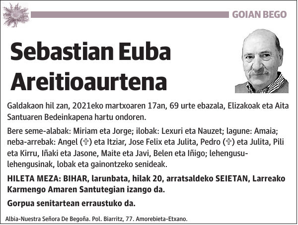 Sebastian Euba Areitioaurtena