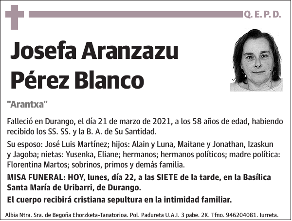 Josefa Aranzazu Pérez Blanco