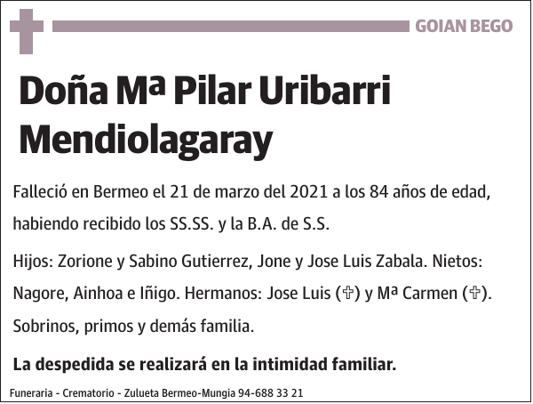 Mª Pilar Uribarri Mendiolagaray