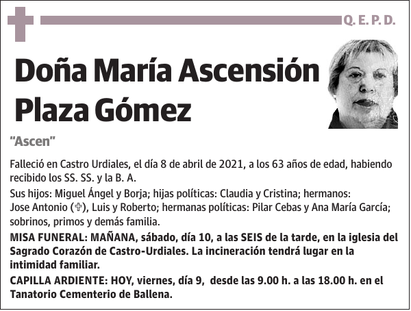 María Ascensión Plaza Gómez