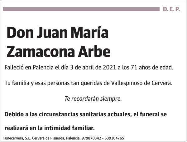 Juan María Zamacona Arbe