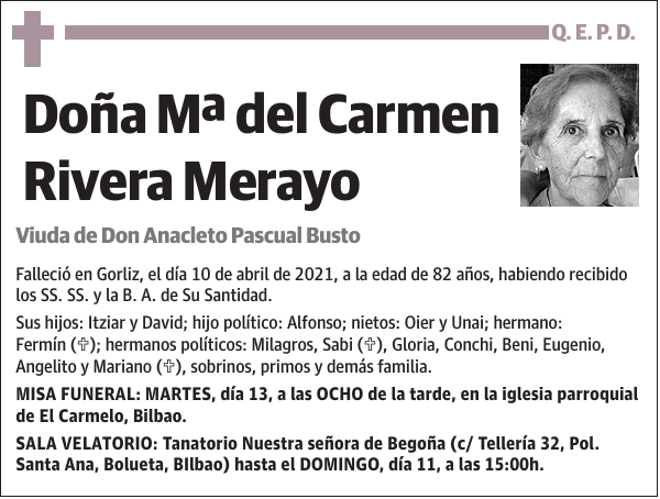 Mª del Carmen Rivera Merayo