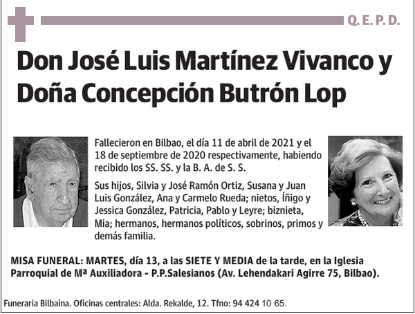 MARTINEZ VIVANCO, JOSE LUIS Y BUTRON LOP, CONCEPCION