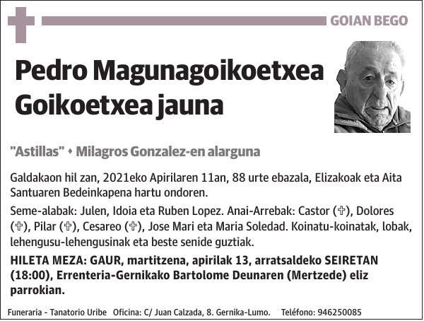 Pedro Magunagoikoetxea Goikoetxea