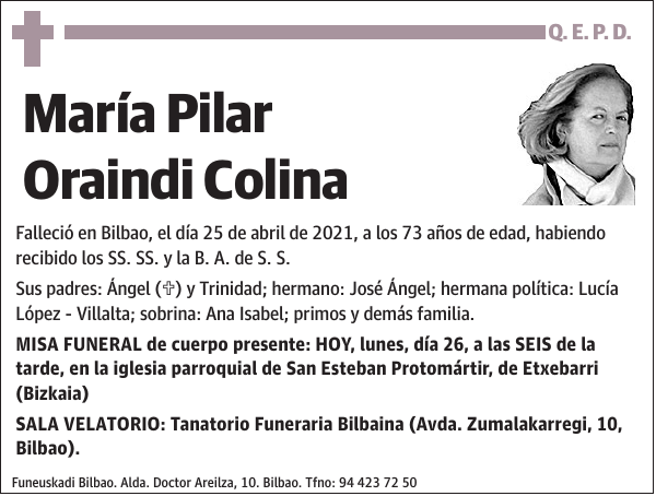 María Pilar Oraindi Colina