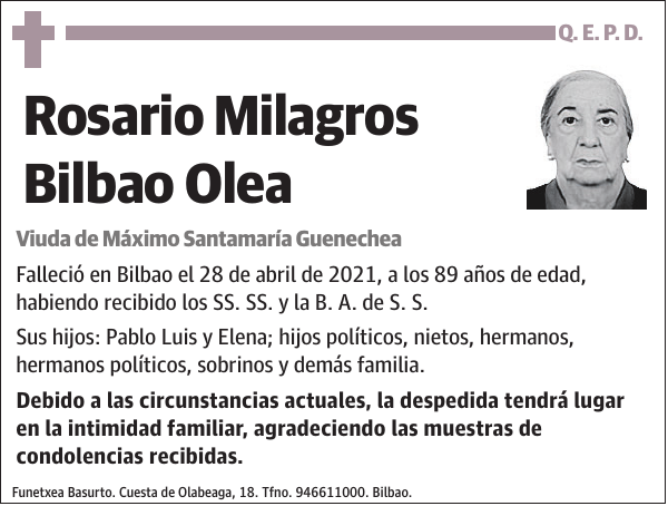 Rosario Milagros Bilbao Olea