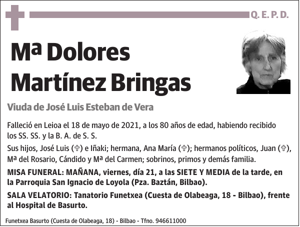 Mª Dolores Martínez Bringas