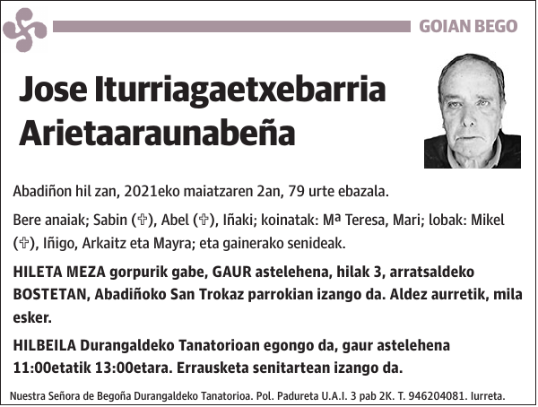 Jose Iturriagaetxebarria Arietaaraunabeña