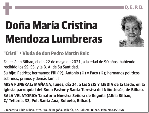 María Cristina Mendoza Lumbreras