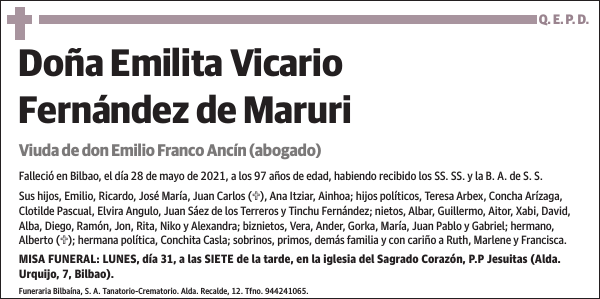 VICARIO FERNANDEZ DE MARURI,EMILITA