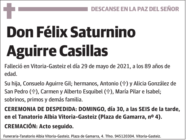 AGUIRRE CASILLAS,FELIS SATURNINO