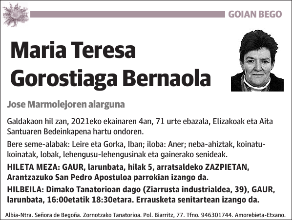 Maria Teresa Gorostiaga Bernaola