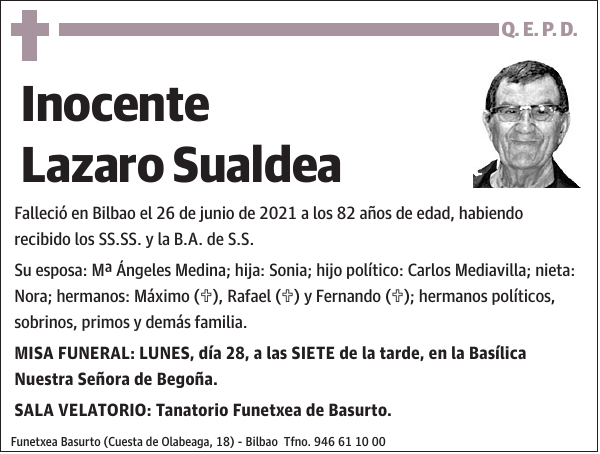 Inocente Lazaro Sualdea