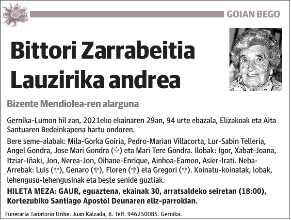 GOIAN BEGO Bittori Zarrabeitia Lauzirika