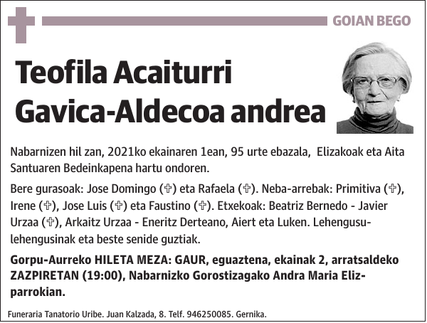 Teofila Acaiturri Gavica-Aldecoa