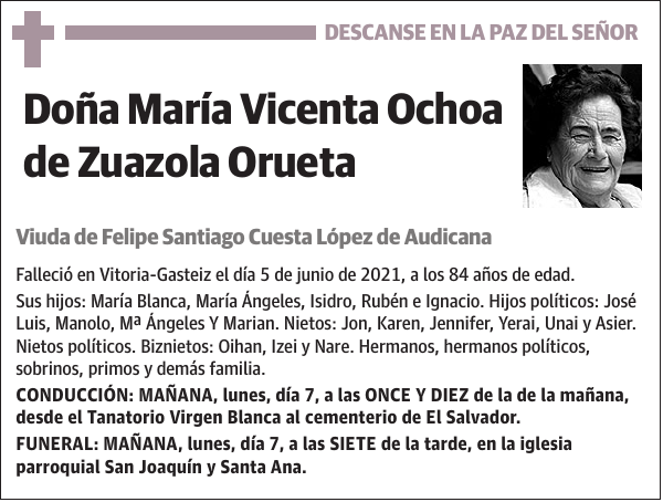 María Vicenta Ochoa de Zuazola Orueta