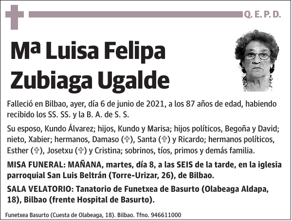 Mª Luisa Felipa Zubiaga Ugalde