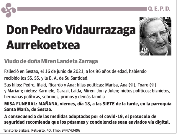 Pedro Vidaurrazaga Aurrekoetxea