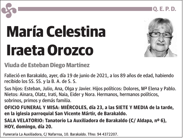 María Celestina Iraeta Orozco