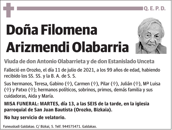 Filomena Arizmendi Olabarria