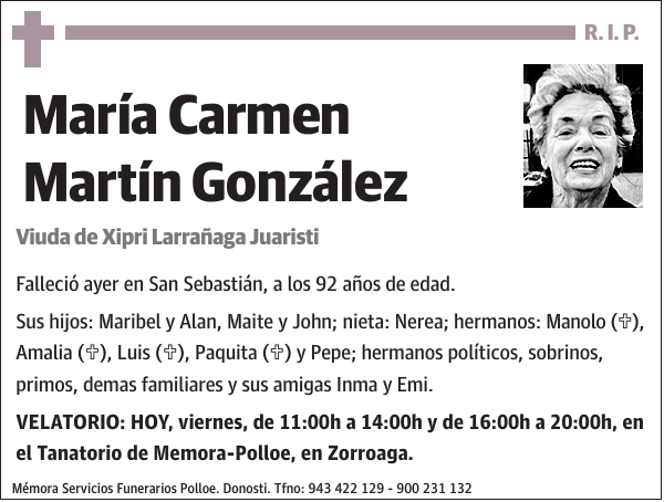 R. I. P. María Carmen Martín González