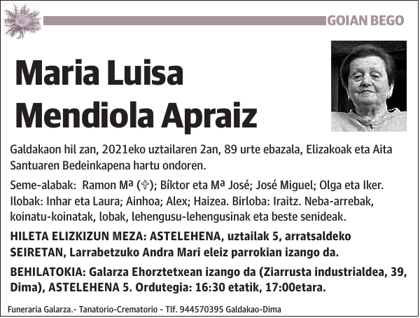 Maria Luisa Mendiola Apraiz