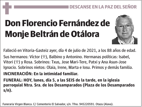 Florencio Fernández de Monje Beltrán de Otálora