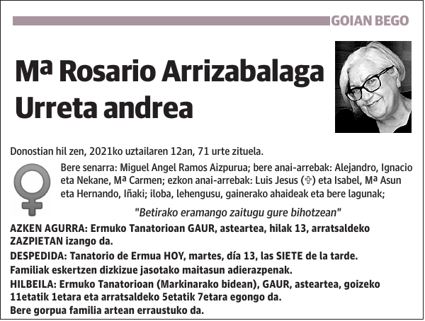 ARRIZABALAGA URRETA,Mª ROSARIO