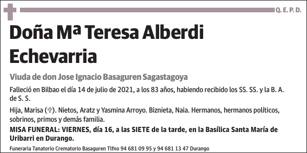 Mª Teresa Alberdi Echevarria