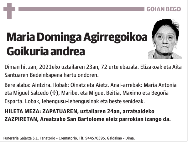 Maria Dominga Agirregoikoa Goikuria