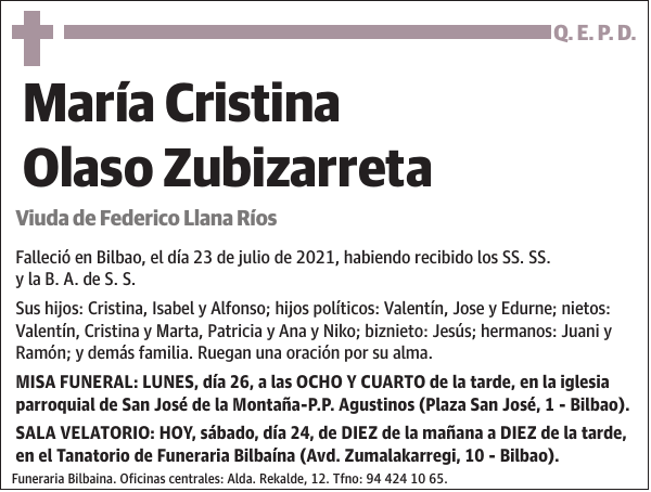 María Cristina Olaso Zubizarreta