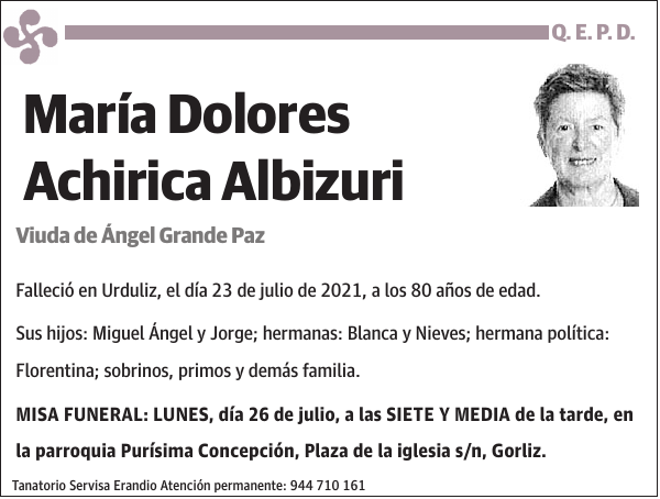 María Dolores Achirica Albizuri