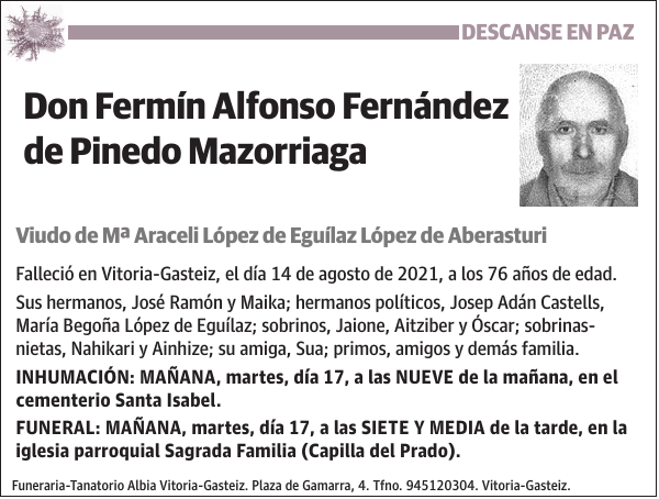 Fermín Alfonso Fernández de Pinedo Mazorriaga