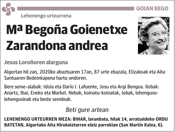 Mª Begoña Goienetxe Zarandona