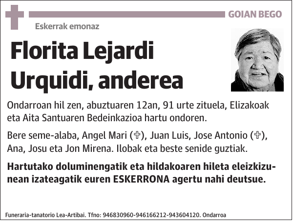 Florita Lejardi Urquidi, anderea