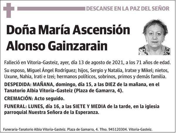 María Ascensión Alonso Gainzarain