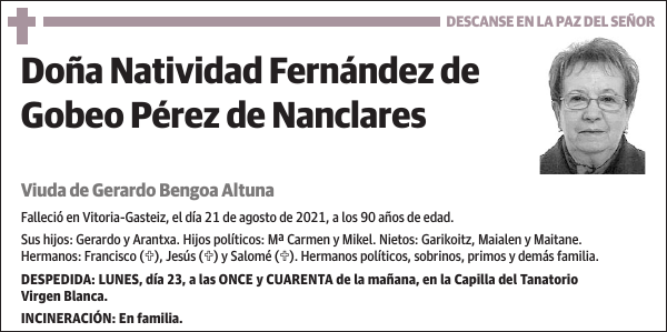Natividad Fernández de Gobeo Pérez de Nanclares
