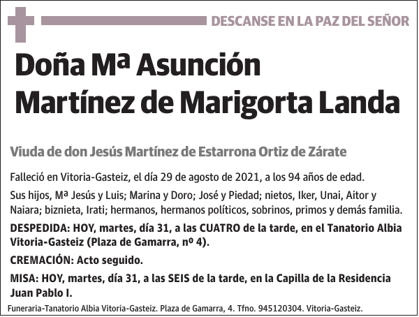 Mª Asunción Martínez de Marigorta Landa