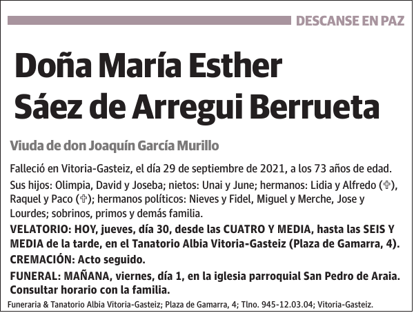 María Esther Sáez de Arregui Berrueta