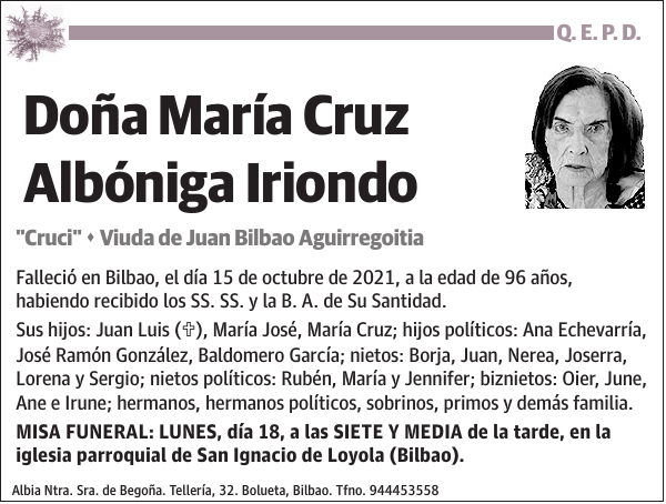 María Cruz Albóniga Iriondo